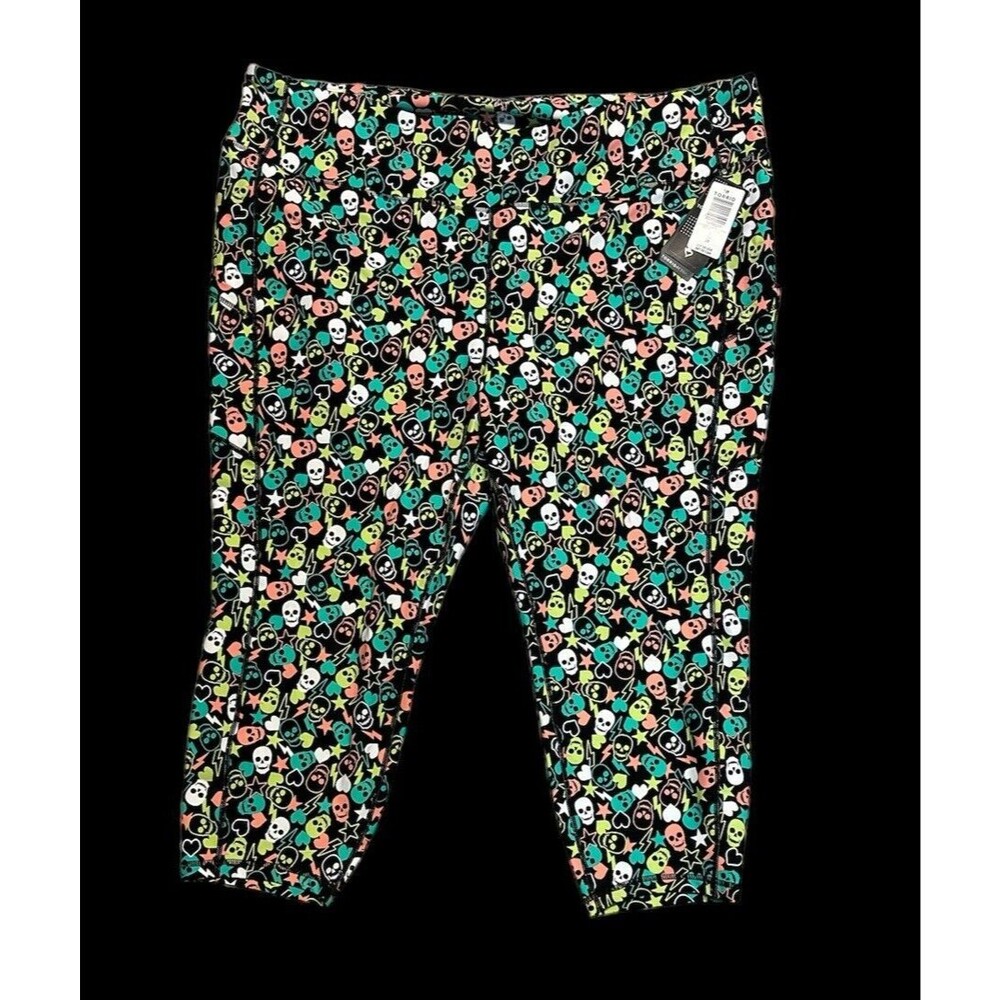 Torrid LAYERED SKULLS Multi Color Crop LEGGINGS Size 5 NEW 28 (5X)